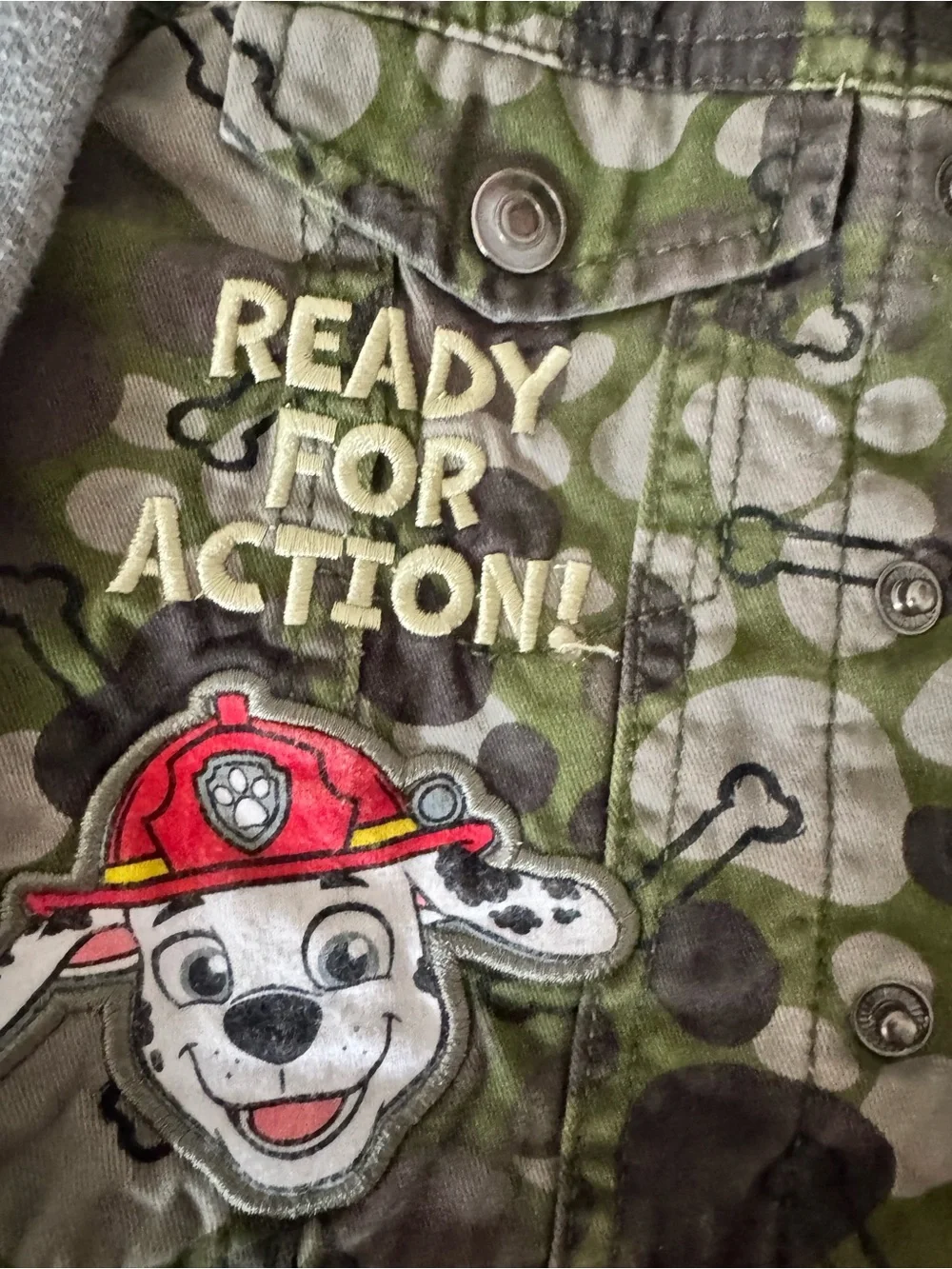Nickelodeon PAWPATROL Camo Jacket with Gray Hood and Sleeves